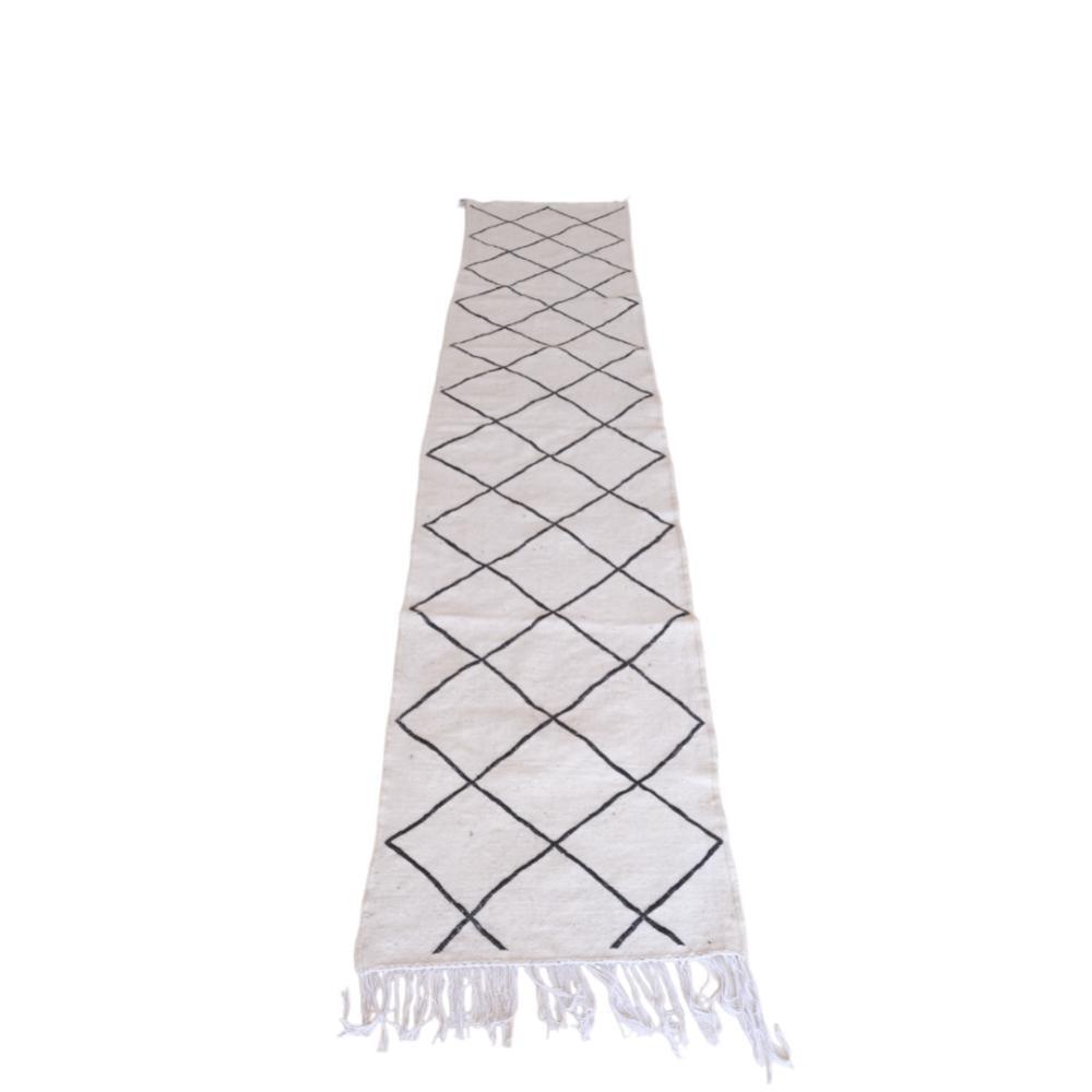 Beni Ourain Hallway Flatweave Rug 10.8 x 2.4 ft / 328 x 73 cm - Surcoma