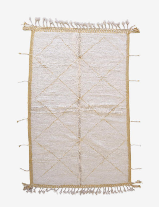 Moroccan Yellow Beni Ourain Rug 8.6 x 5.3 ft / 263 x 162 cm - Surcoma