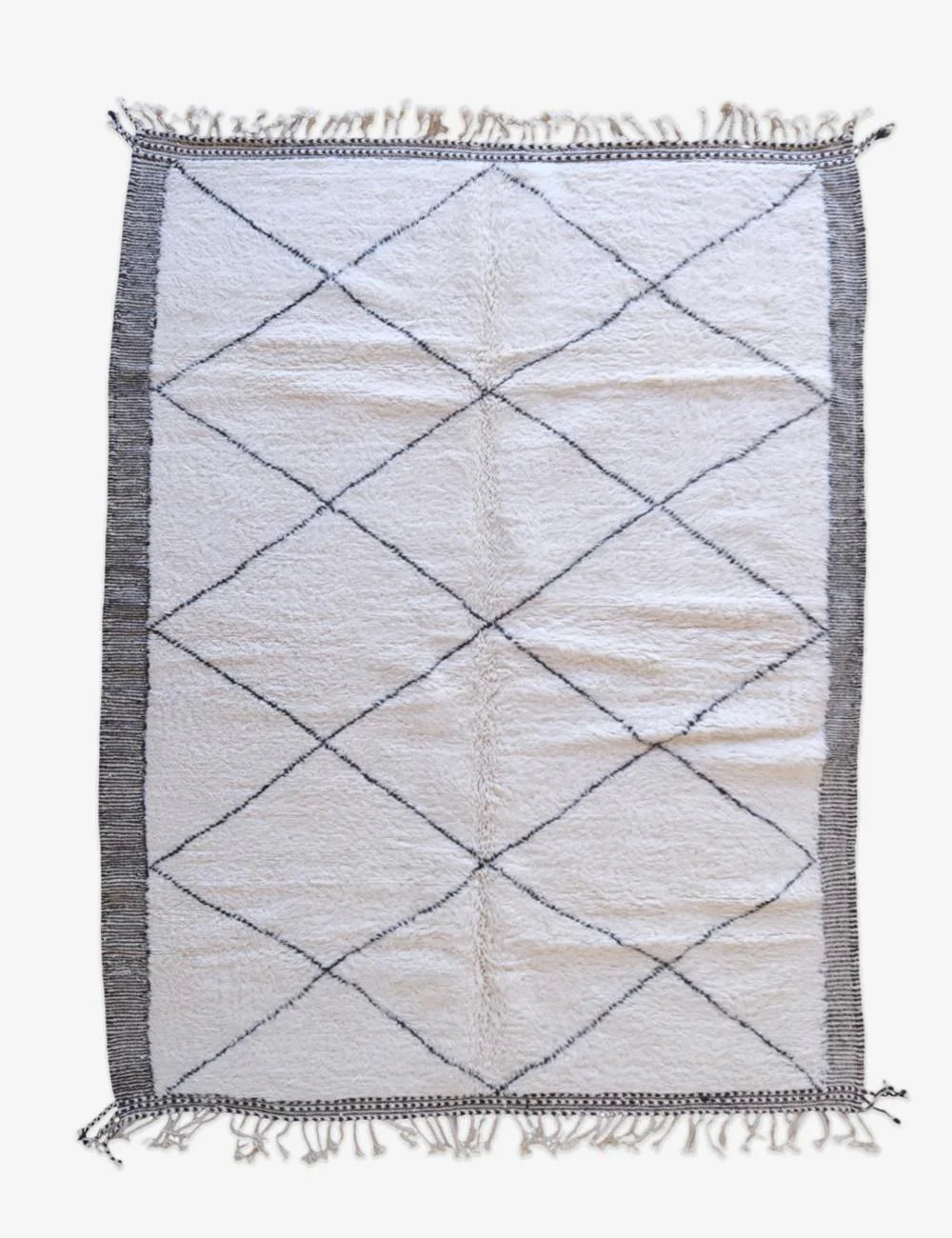 Moroccan Beni Ourain Wool Rug 9.7 x 7.1 ft / 296 x 217 cm - Surcoma