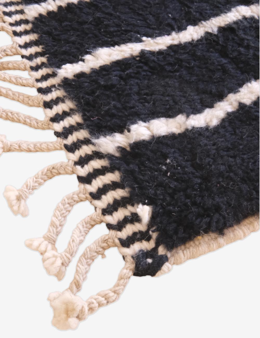 Moroccan Black Abstract Wool Rug 9.8 x 7.2 ft / 300 x 220 cm - Surcoma