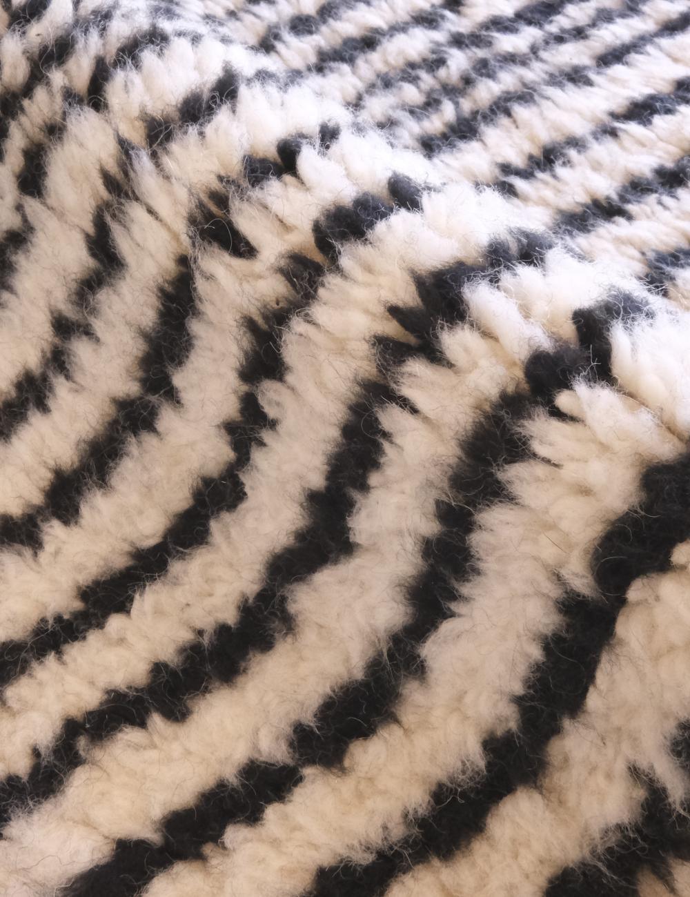 Moroccan Black Abstract Wool Rug 9.8 x 7.2 ft / 300 x 220 cm - Surcoma