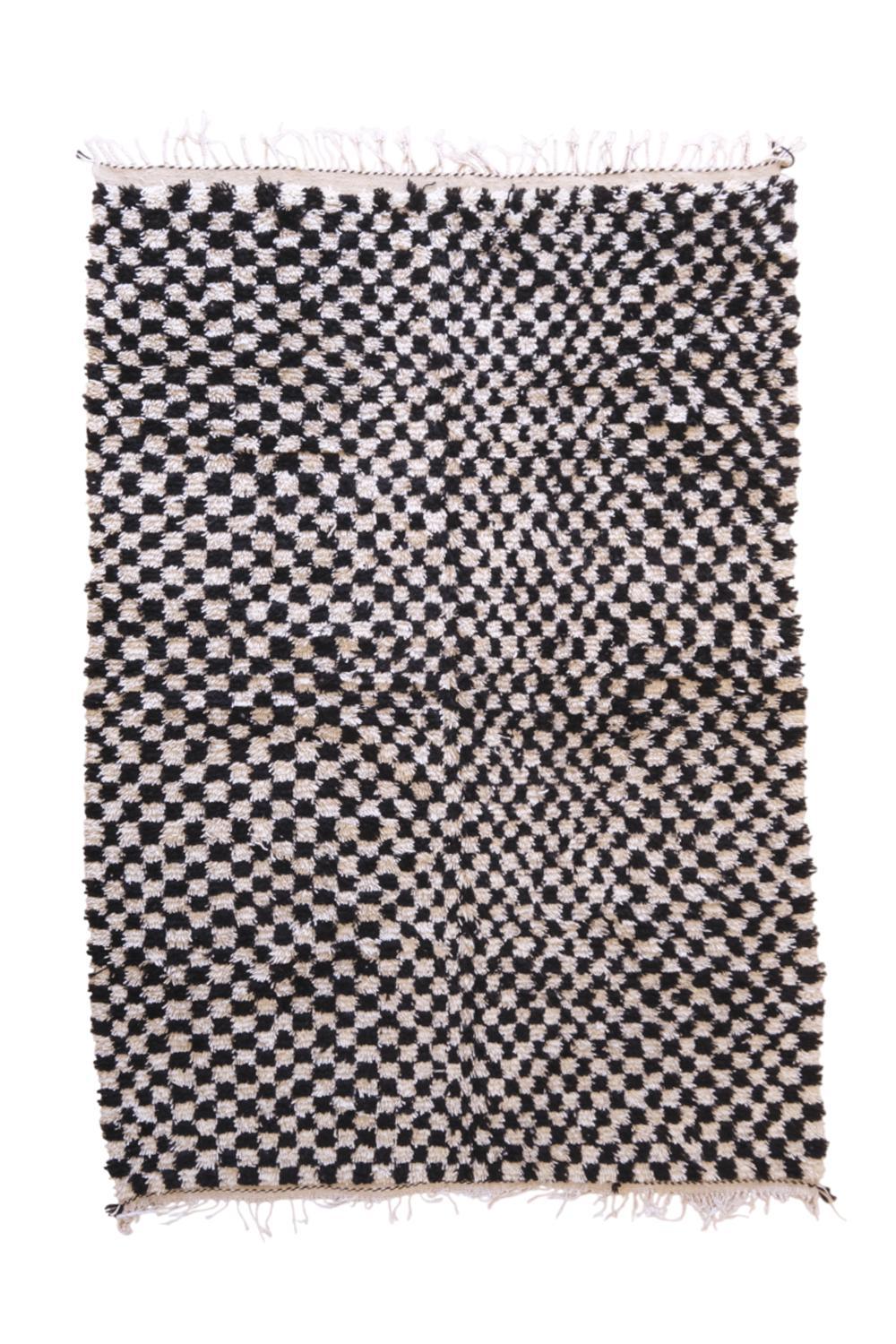 Moroccan Black and White Checkered Rug 9 x 5.7 ft / 273 x 174 cm - Surcoma