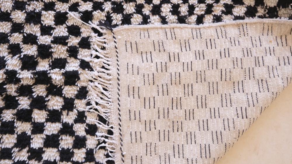 Moroccan Black and White Checkered Rug 9 x 5.7 ft / 273 x 174 cm - Surcoma