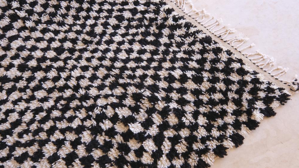 Moroccan Black and White Checkered Rug 9 x 5.7 ft / 273 x 174 cm - Surcoma