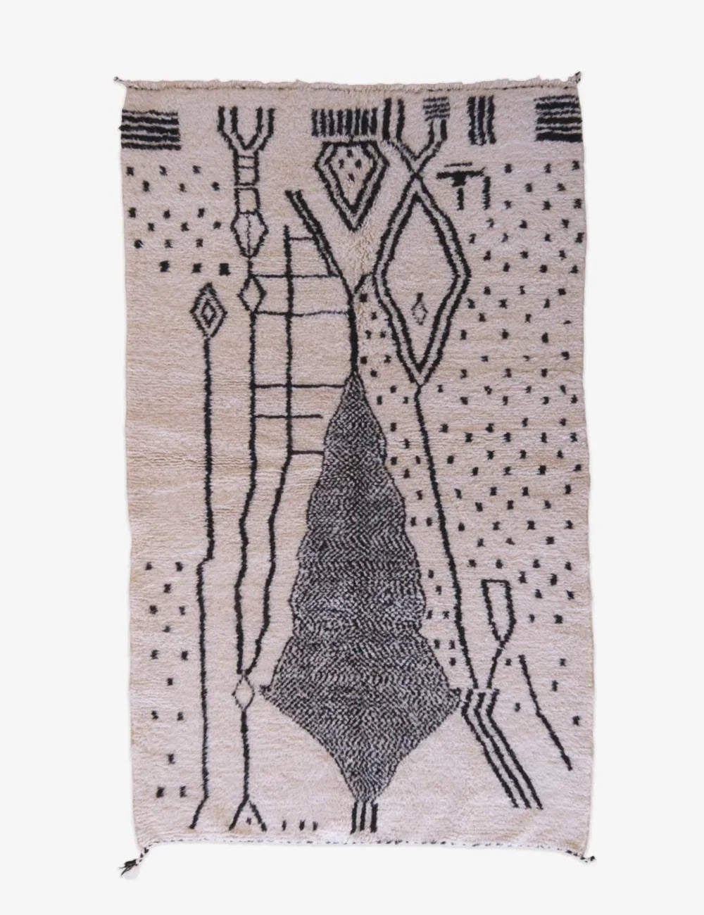 Moroccan Black and White Wool Rug 8.9 x 5.2 ft / 272 x 161 cm - Surcoma