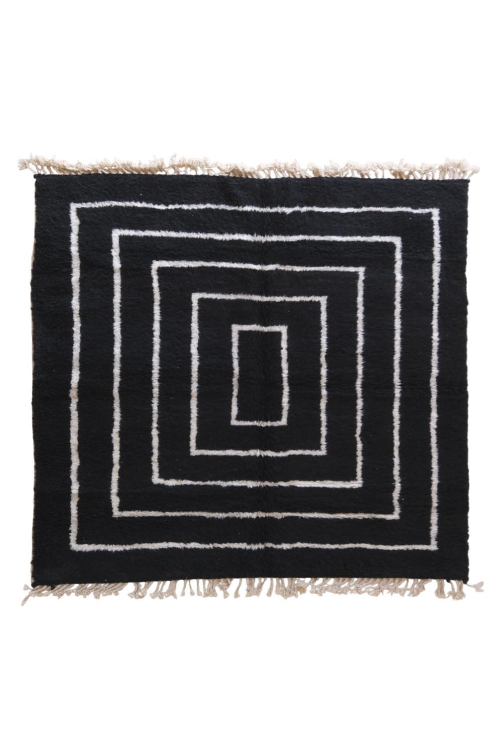 Moroccan Black Wool Rug 8.3 x 8 ft / 252 x 244 cm - Surcoma