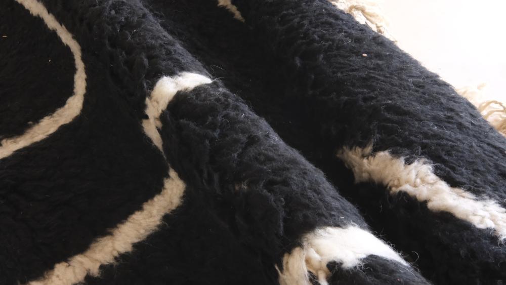 Moroccan Black Wool Rug 8.3 x 8 ft / 252 x 244 cm - Surcoma