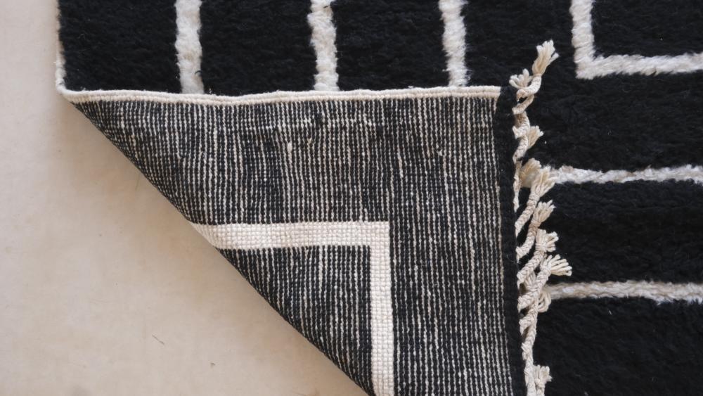 Moroccan Black Wool Rug 8.3 x 8 ft / 252 x 244 cm - Surcoma