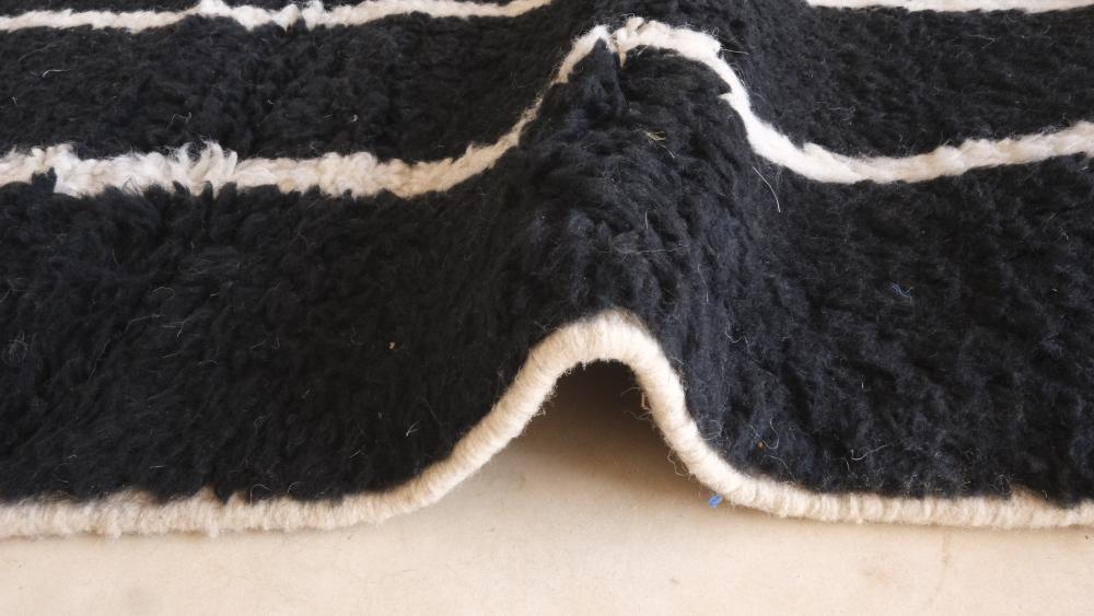 Moroccan Black Wool Rug 8.3 x 8 ft / 252 x 244 cm - Surcoma