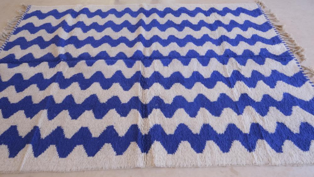 Moroccan Blue Contemporary Rug 9.6 x 6.6 ft / 294 x 203 cm - Surcoma