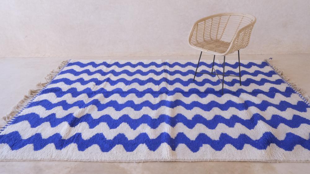 Moroccan Blue Contemporary Rug 9.6 x 6.6 ft / 294 x 203 cm - Surcoma