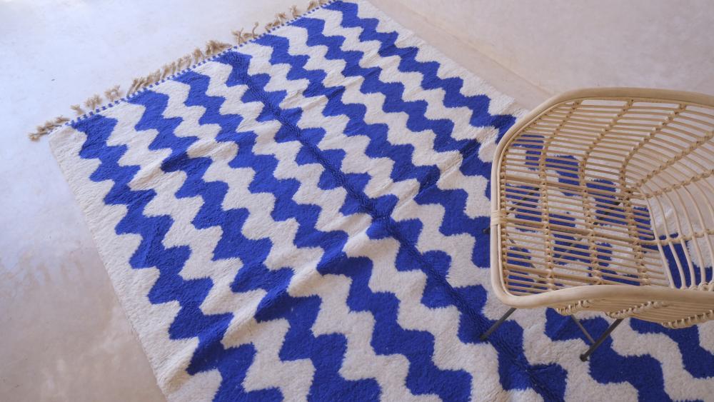 Moroccan Blue Contemporary Rug 9.6 x 6.6 ft / 294 x 203 cm - Surcoma
