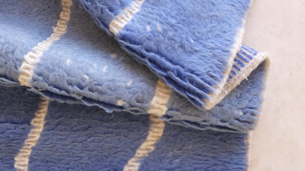 Moroccan Blue Modern Wool Rug 9.5 x 6.6 ft / 289 x 202 cm - Surcoma