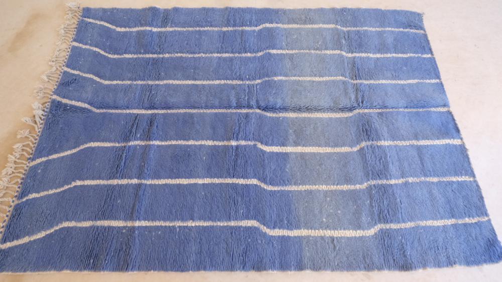 Moroccan Blue Modern Wool Rug 9.5 x 6.6 ft / 289 x 202 cm - Surcoma