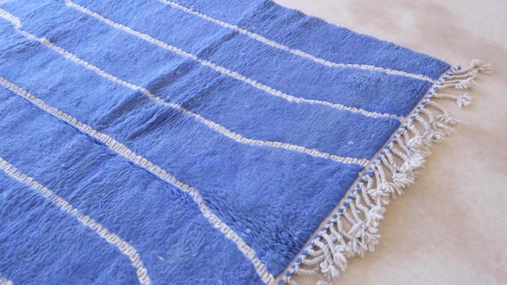 Moroccan Blue Modern Wool Rug 9.5 x 6.6 ft / 289 x 202 cm - Surcoma