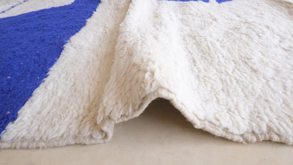 Moroccan Blue Modern Wool Rug 9.2 x 7.2 ft / 279 x 220 cm - Surcoma