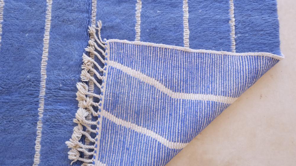 Moroccan Blue Modern Wool Rug 9.5 x 6.6 ft / 289 x 202 cm - Surcoma