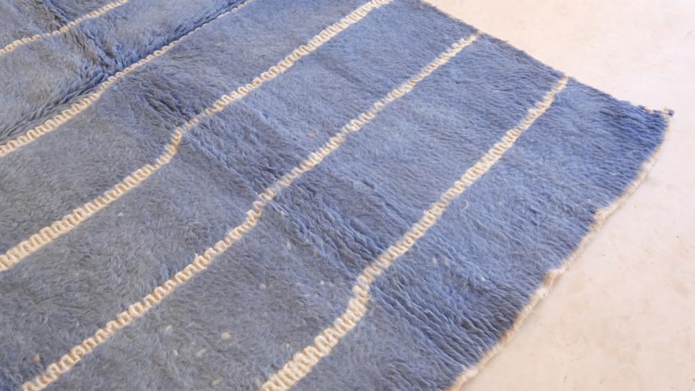 Moroccan Blue Modern Wool Rug 9.5 x 6.6 ft / 289 x 202 cm - Surcoma
