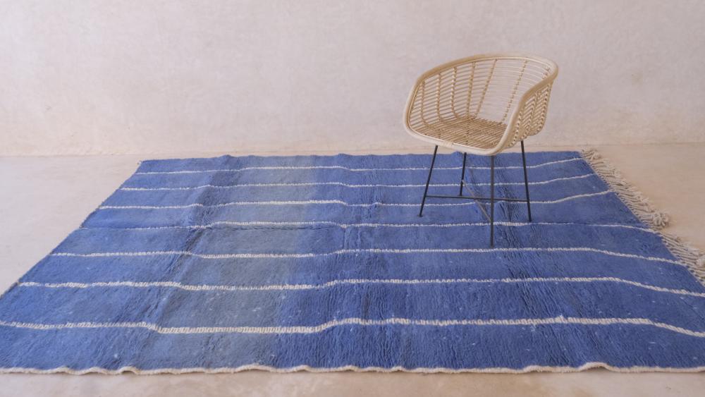 Moroccan Blue Modern Wool Rug 9.5 x 6.6 ft / 289 x 202 cm - Surcoma