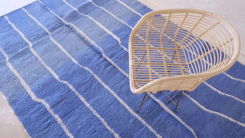 Moroccan Blue Modern Wool Rug 9.5 x 6.6 ft / 289 x 202 cm - Surcoma