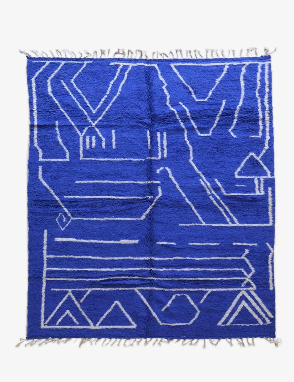 Moroccan Blue Wool Rug 9.9 x 8 ft / 303 x 246 cm - Surcoma