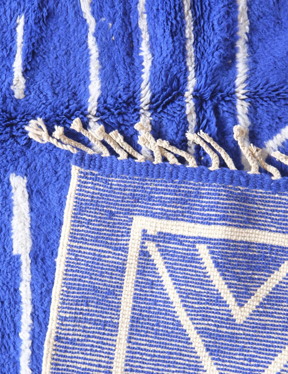 Moroccan Blue Wool Rug 9.9 x 8 ft / 303 x 246 cm - Surcoma