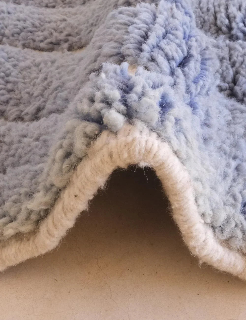 Moroccan Baby Blue Wool Rug 6.9 x 5.9 ft / 209 x 182 cm - Surcoma