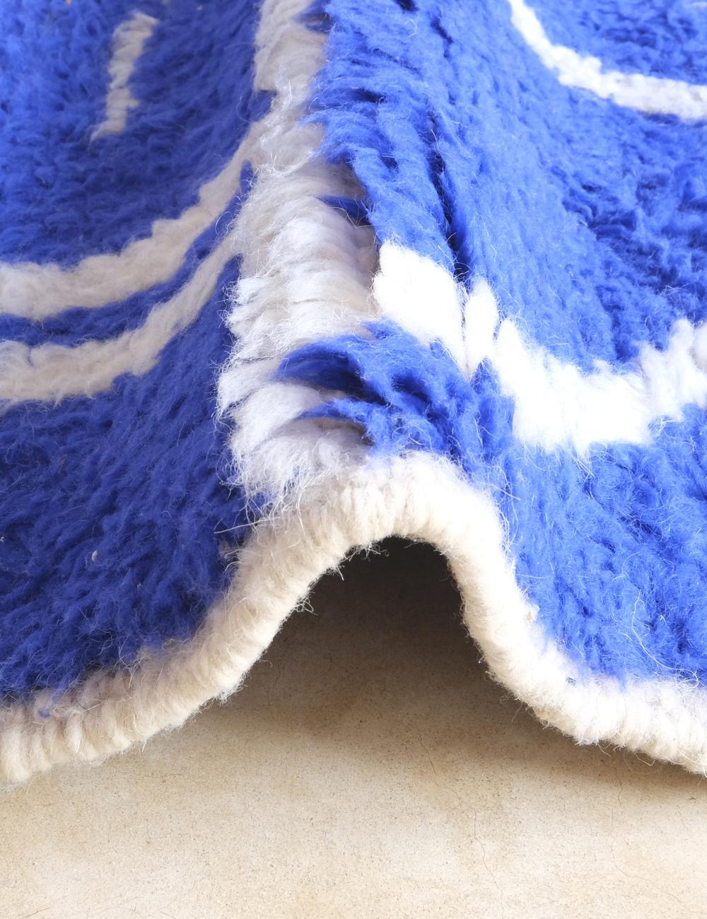 Moroccan Blue Wool Rug 9.9 x 8 ft / 303 x 246 cm - Surcoma
