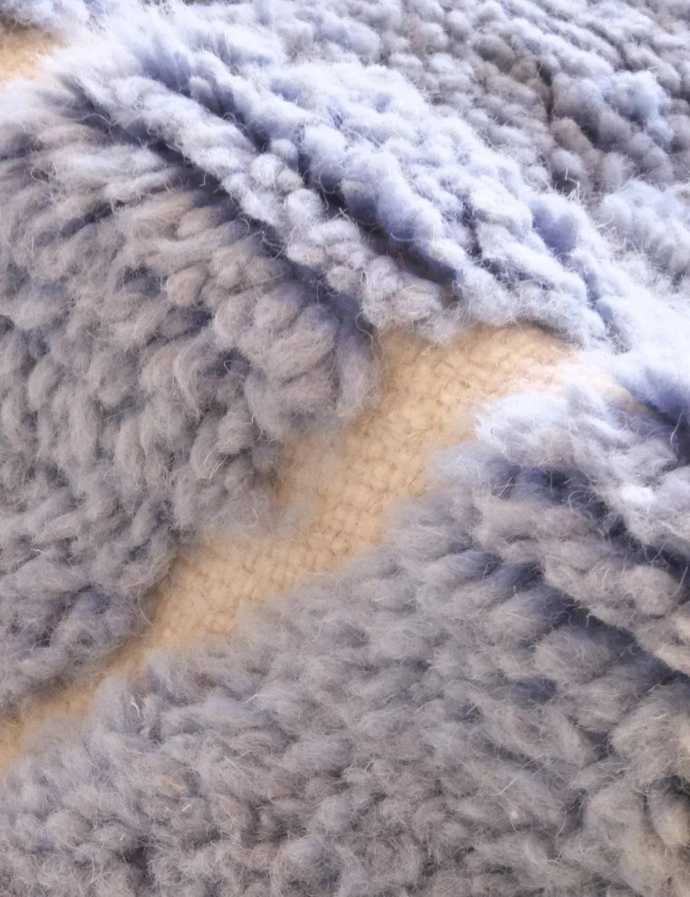 Moroccan Baby Blue Wool Rug 6.9 x 5.9 ft / 209 x 182 cm - Surcoma