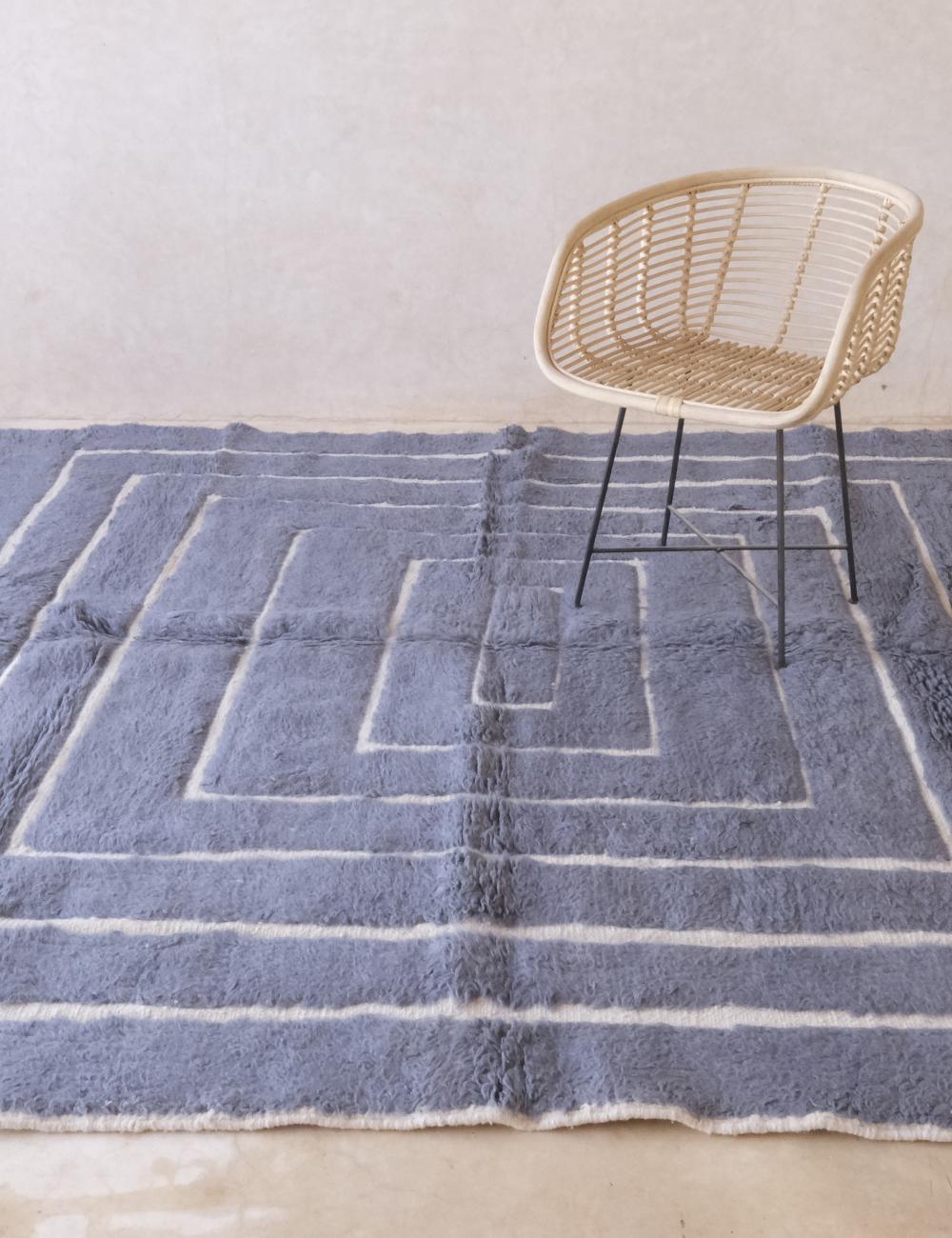 Moroccan Gray Wool Rug 9.1 x 7.9 ft / 277 x 242 cm - Surcoma