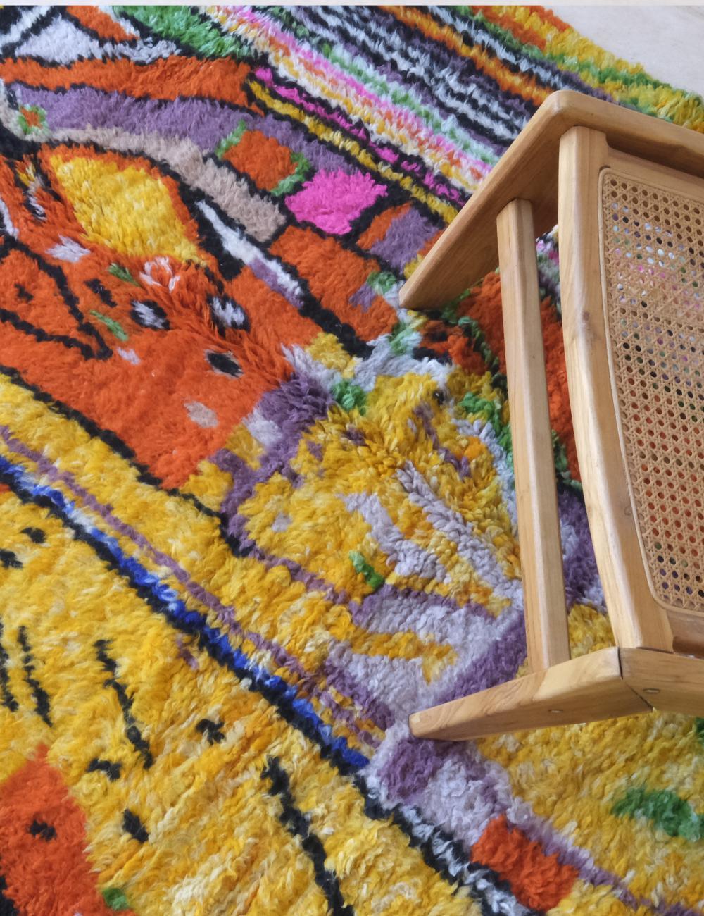 Moroccan Colorful Wool Rug 7.9 x 4.9 ft / 240 x 152 cm - Surcoma