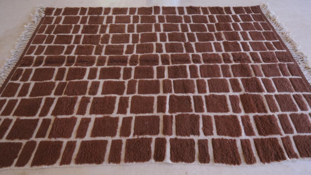 Moroccan Brown Wool Rug 9.6 x 6.5 ft / 294 x 198 cm - Surcoma