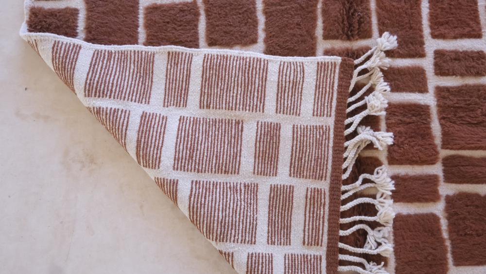 Moroccan Brown Wool Rug 9.6 x 6.5 ft / 294 x 198 cm - Surcoma