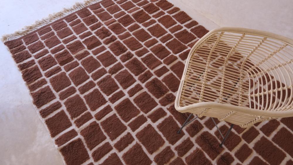Moroccan Brown Wool Rug 9.6 x 6.5 ft / 294 x 198 cm - Surcoma