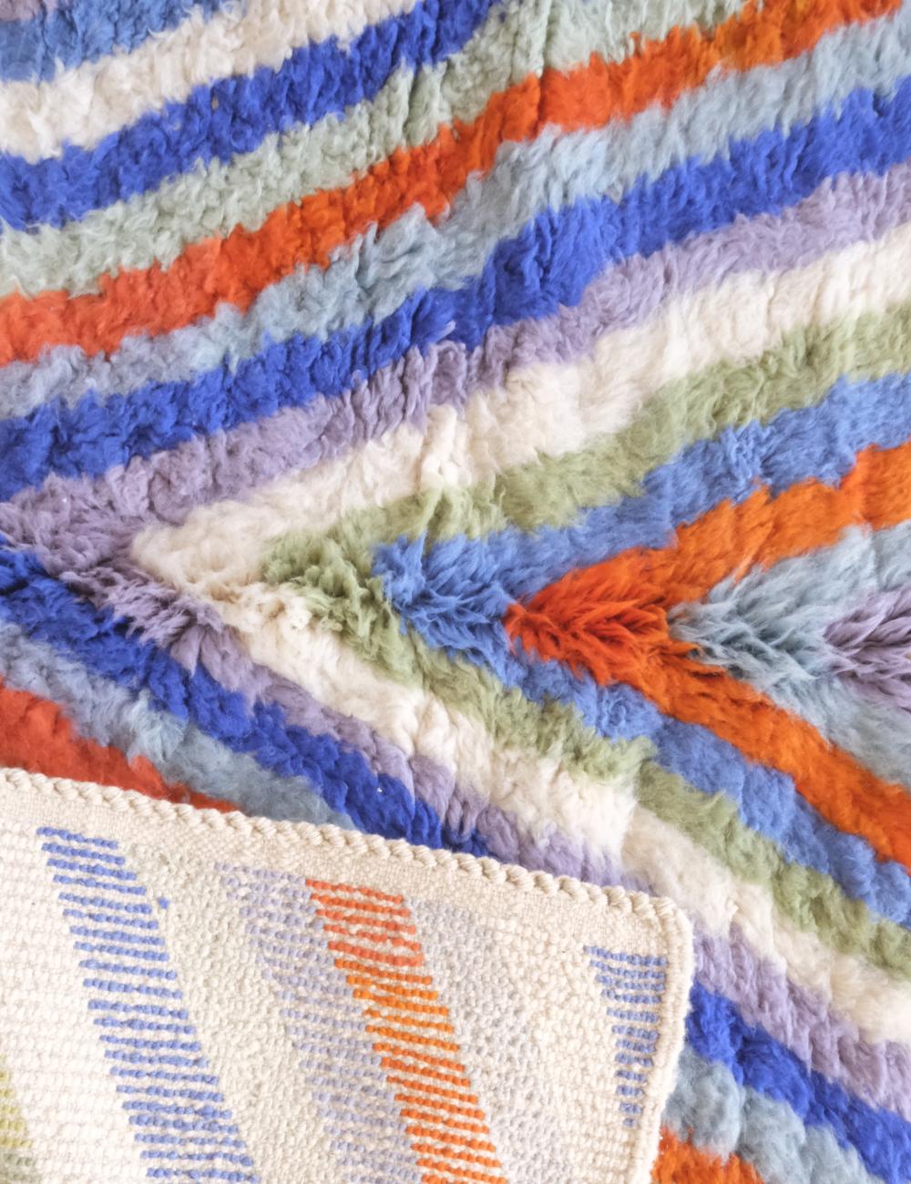 Moroccan Custom Multicolored Stripe Rug - Echoes of love 37