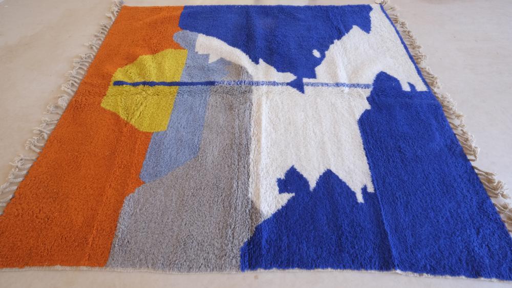 Moroccan Contemporary Wool Rug 7.8 x 7.1 ft / 239 x 219 cm - Surcoma