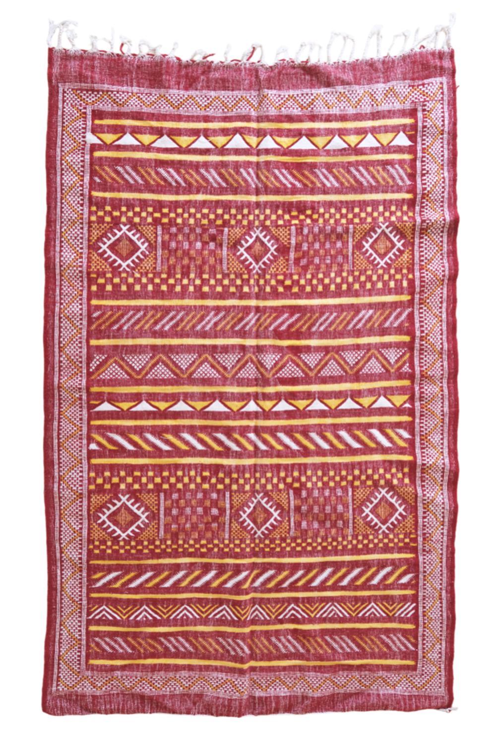Moroccan Ethnic Chic Red kilim rug 8.2 x 5 ft / 249 x 154 cm - Surcoma