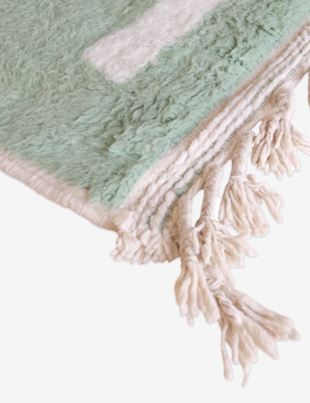 Moroccan Green Wool Rug 9.4 x 8 Ft / 287 x 246 cm - Surcoma