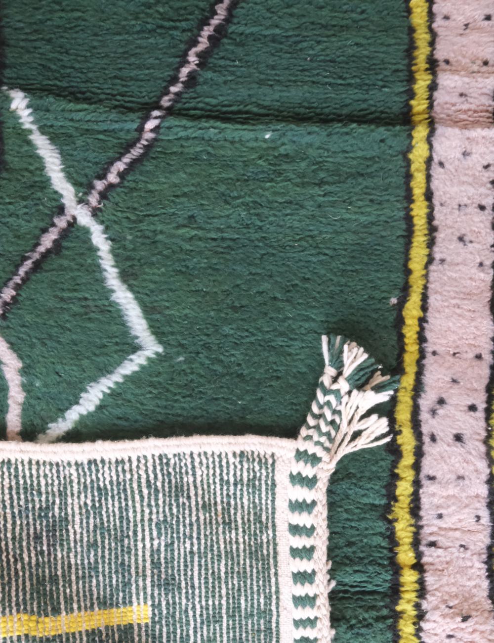 Moroccan Green Wool Rug 9.2 x 7.7 ft / 279 x 237 cm - Surcoma
