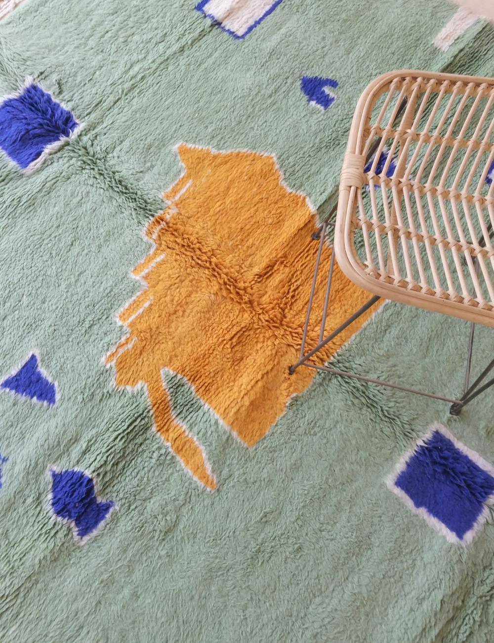 Moroccan Green Wool Rug 9.4 x 8 Ft / 287 x 246 cm - Surcoma