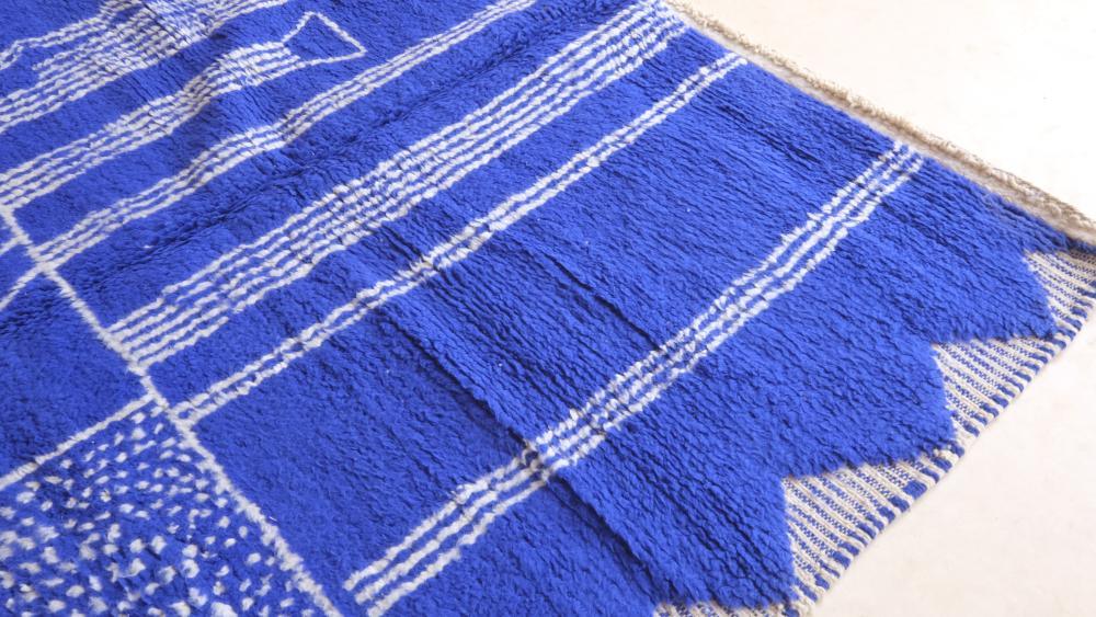 Moroccan Modern Blue Wool Rug 10.4 x 6.1 ft / 316 x 186 cm - Surcoma