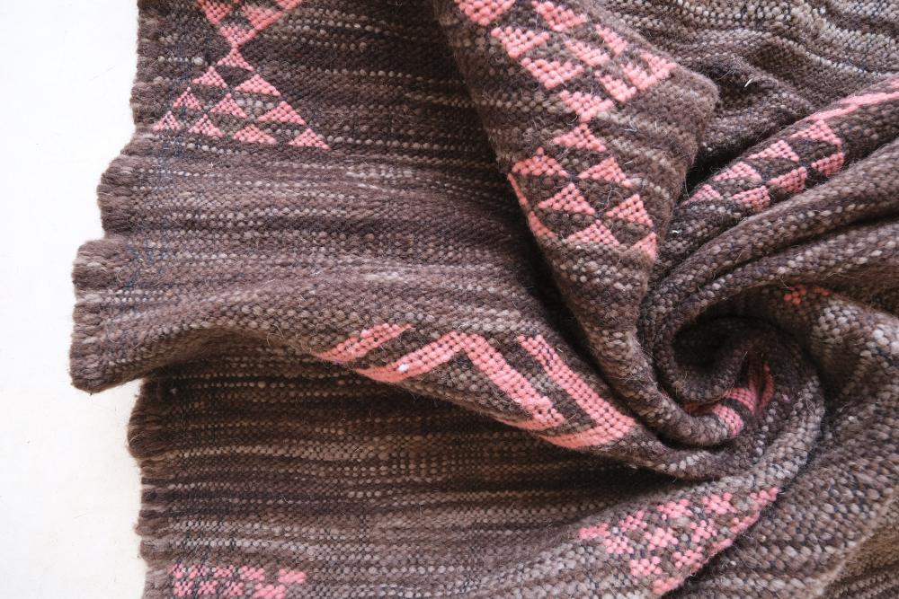 Moroccan Modern Brown kilim runner rug 9.3 x 3.1 ft / 284 x 96 cm - Surcoma