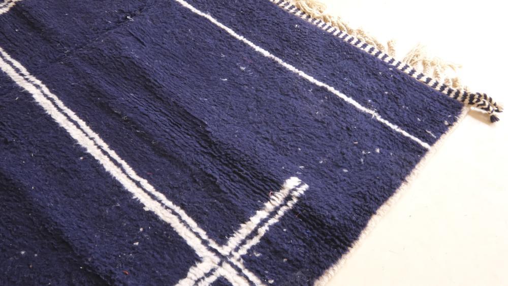 Moroccan Modern Navy Blue Wool Rug 9.3 x 6.7 ft / 284 x 207 cm - Surcoma