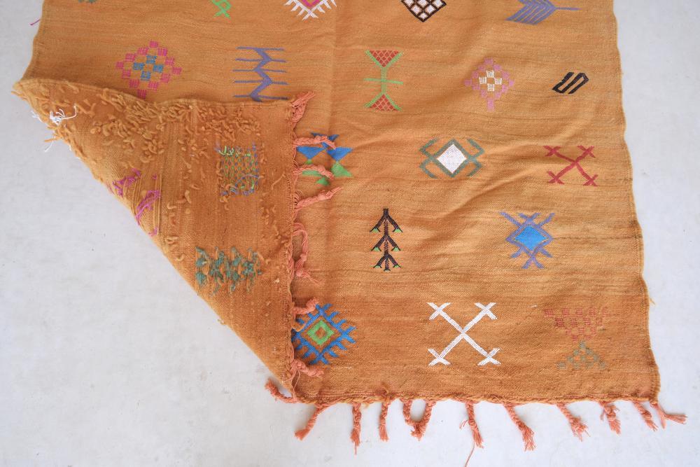 Moroccan Modern Orange kilim rug 7.9 x 4.7 ft / 241 x 145 cm - Surcoma