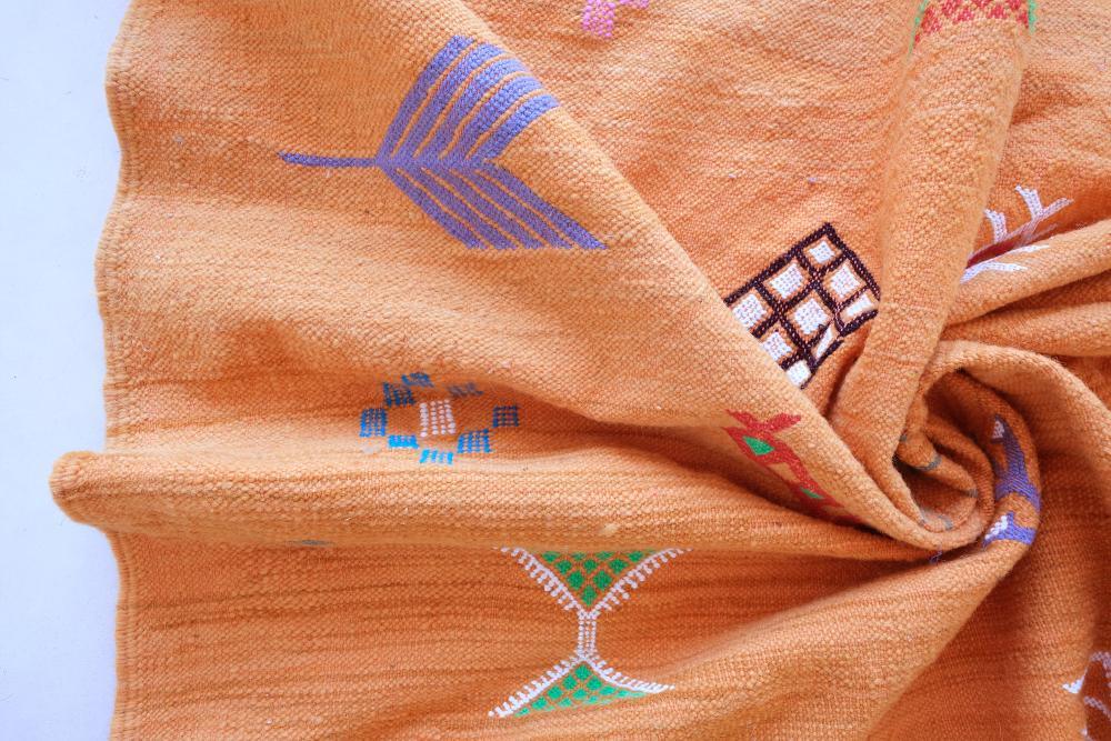 Moroccan Modern Orange kilim rug 7.9 x 4.7 ft / 241 x 145 cm - Surcoma