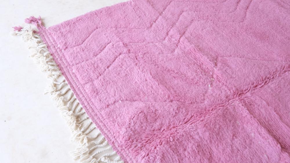 Moroccan Modern Pink Wool Rug 9.7 x 6.6 ft / 296 x 204 cm - Surcoma