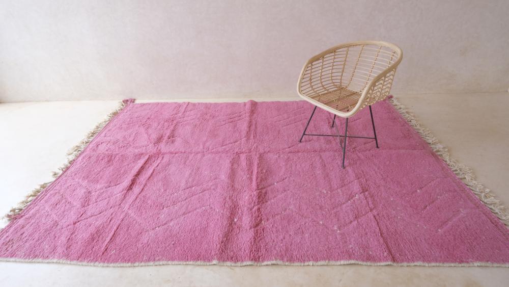 Moroccan Modern Pink Wool Rug 9.7 x 6.6 ft / 296 x 204 cm - Surcoma