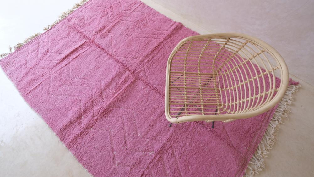Moroccan Modern Pink Wool Rug 9.7 x 6.6 ft / 296 x 204 cm - Surcoma