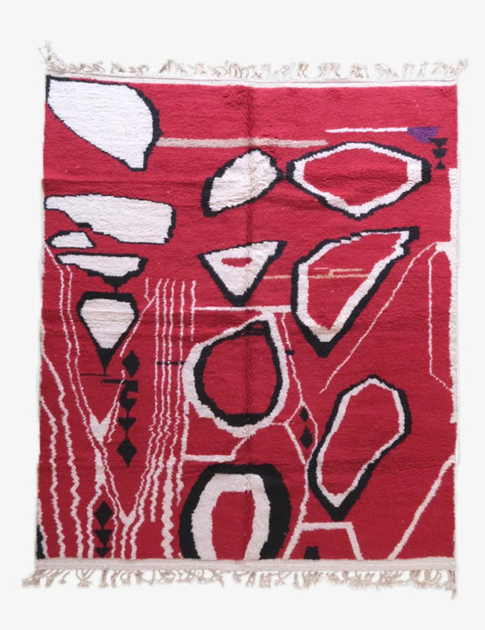 Red Moroccan Abstract Rug 9.7 x 8 ft / 295 x 245 cm - Surcoma