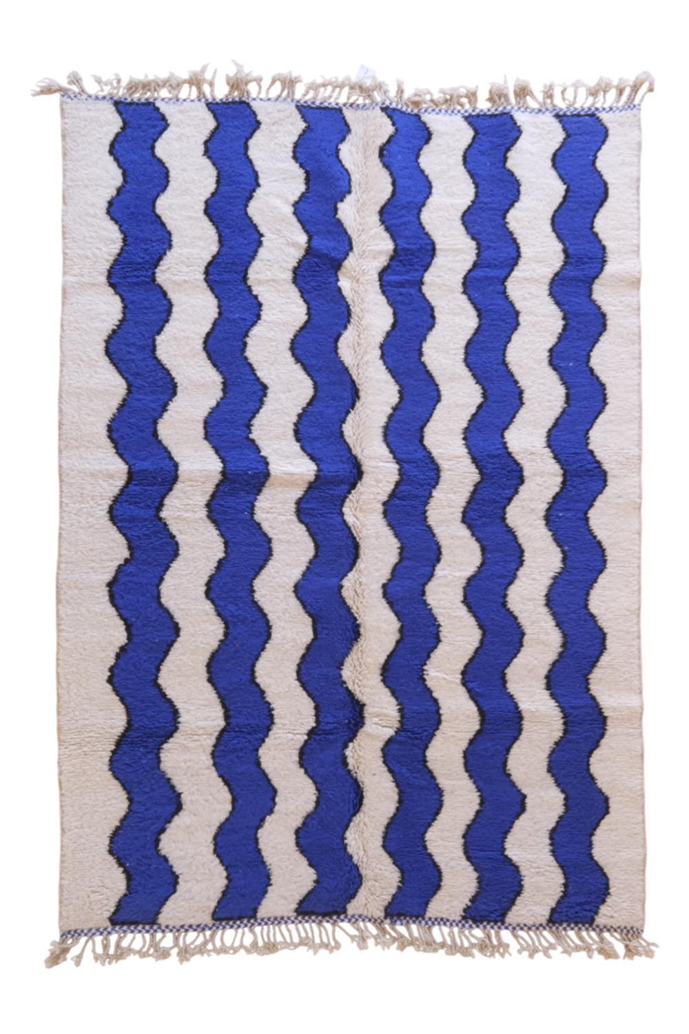 Blue Moroccan Modern Rug 9.6 x 6.5 ft / 293 x 200 cm - Surcoma